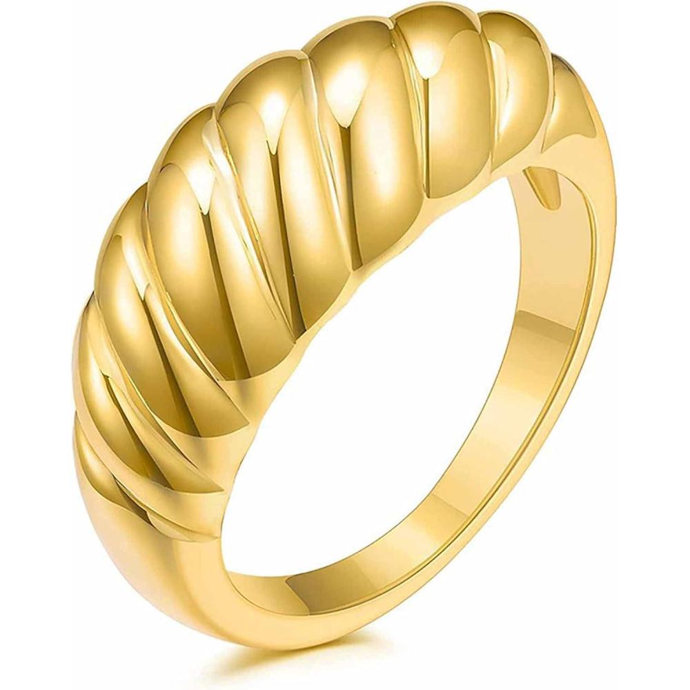 imageVQYSKO Heart Signet Ring fo Woman Man18K Gold Plated Cute Simple and Elegant Stackable GoldSilverGreyBlack Stainless Steel Jewelry Size 512B1Gold