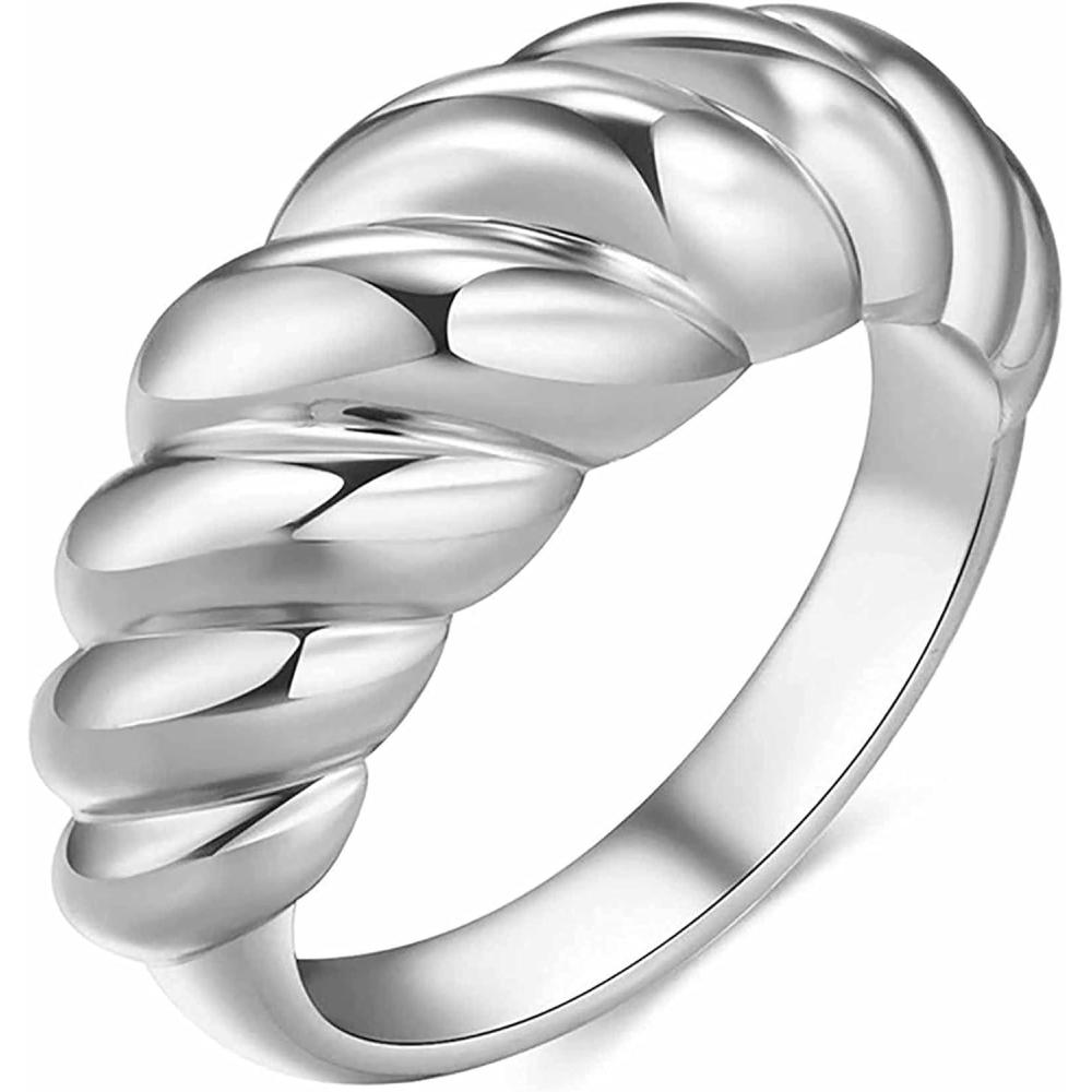 imageVQYSKO Heart Signet Ring fo Woman Man18K Gold Plated Cute Simple and Elegant Stackable GoldSilverGreyBlack Stainless Steel Jewelry Size 512B1Silver