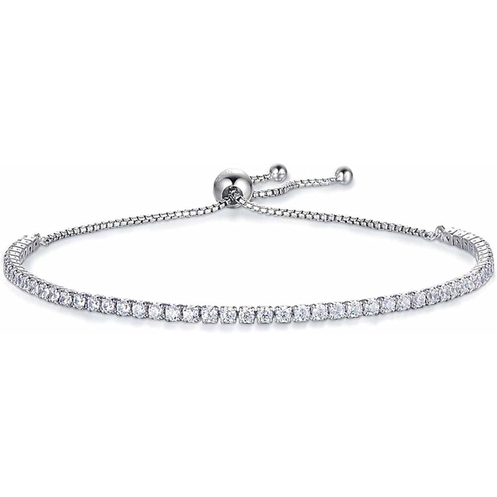 imageVQYSKO Tennis Bracelets for Women 3mm Cubic Zirconia Gold PlatedWhite GoldRose Gold Adjustable Bracelets Great Gifts for MomMothers DayAnniversaryBirthdayor Wedding CelebrationWhite Gold