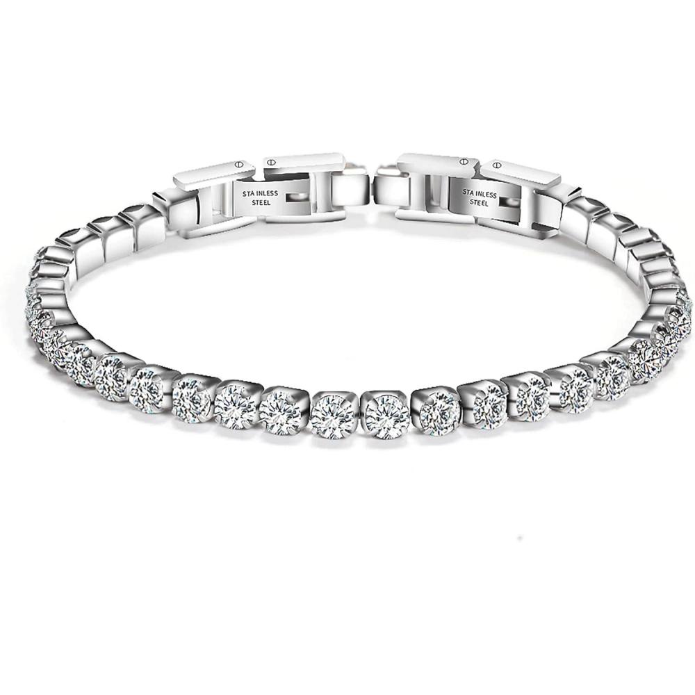 imageVQYSKO Tennis Bracelets for Women 3mm Cubic Zirconia Gold PlatedWhite GoldRose Gold Adjustable Bracelets Great Gifts for MomMothers DayAnniversaryBirthdayor Wedding Celebration70 inches White Gold