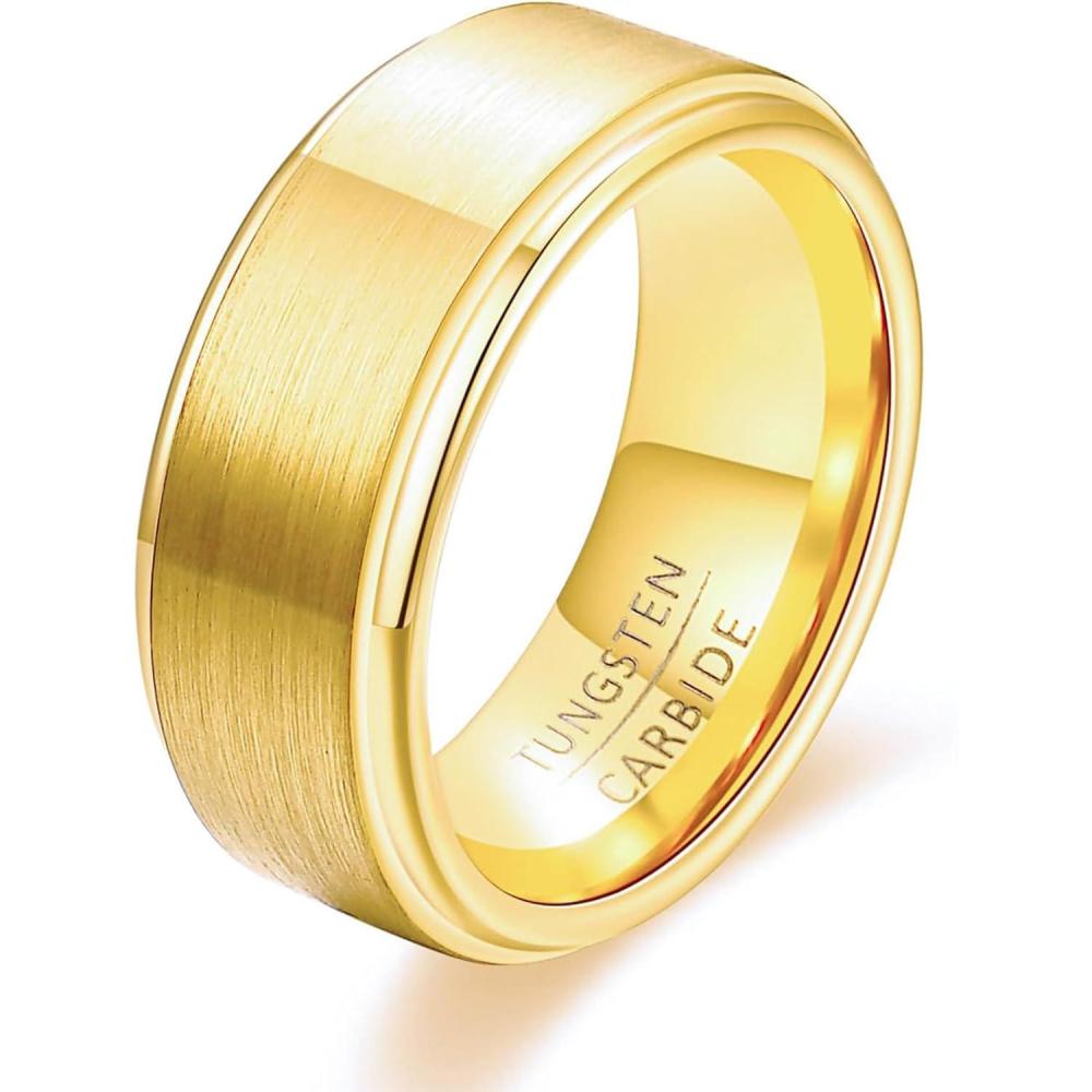 imageVQYSKO Tungsten Wedding Band Ring for Men Women  6mm Gold Silver TwoTone Step Edges Tungsten Wedding Band Ring for Men Women  High Polish Comfort Fit  Size 6128mmGold