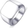 VQYSKO Signet Rings for Men Women,Solid Polished Stainless Steel Biker Ring for Men,Ideal Gift for Dad & Boyfriend,Silver Gold Black Color for Choice, size 4-15(Square Silver)