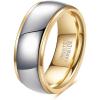 VQYSKO Tungsten Wedding Band Ring for Men Women | 6mm Gold Silver Two-Tone Step Edges Tungsten Wedding Band Ring for Men Women | High Polish Comfort Fit | Size 6-12(8mm-Gold & Silver)