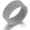 VQYSKO Stainless Steel Mesh Ring-Comfortable Fashionable Women and Man Engage Wedding Band, Size 4-13(Silver)
