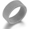 VQYSKO Stainless Steel Mesh Ring-Comfortable Fashionable Women and Man Engage Wedding Band, Size 4-13(Silver)