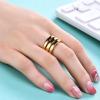 VQYSKO Triple Interlocked Rolling Ring for Women-Stainless Steel Stacking Rose gold Minimalist Promise Ring for Love/Engagement/Wedding, Size 4-12(01 Gold)