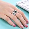 VQYSKO Triple Interlocked Rolling Ring for Women-Stainless Steel Stacking Rose gold Minimalist Promise Ring for Love/Engagement/Wedding, Size 4-12(01 Silver)