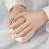 VQYSKO Triple Interlocked Rolling Ring for Women-Stainless Steel Stacking Rose gold Minimalist Promise Ring for Love/Engagement/Wedding, Size 4-12(Gold)