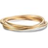 VQYSKO Triple Interlocked Rolling Ring for Women-Stainless Steel Stacking Rose gold Minimalist Promise Ring for Love/Engagement/Wedding, Size 4-12(Gold)