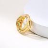 VQYSKO Triple Interlocked Rolling Ring for Women-Stainless Steel Stacking Rose gold Minimalist Promise Ring for Love/Engagement/Wedding, Size 4-12(Gold-triple ring)