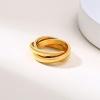 VQYSKO Triple Interlocked Rolling Ring for Women-Stainless Steel Stacking Rose gold Minimalist Promise Ring for Love/Engagement/Wedding, Size 4-12(Gold-triple ring)