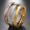 VQYSKO Triple Interlocked Rolling Ring for Women-Stainless Steel Stacking Rose gold Minimalist Promise Ring for Love/Engagement/Wedding, Size 4-12(Tri Color)