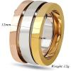 VQYSKO Triple Interlocked Rolling Ring for Women-Stainless Steel Stacking Rose gold Minimalist Promise Ring for Love/Engagement/Wedding, Size 4-12(Tri Color)