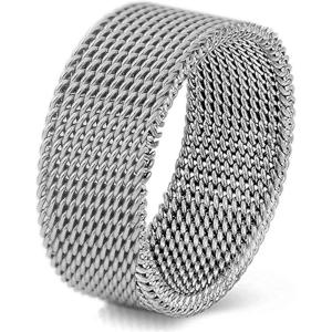 VQYSKO Stainless Steel Mesh Ring-Comfortable Fashionable Women and Man Engage Wedding Band, Size 4-13(Silver)
