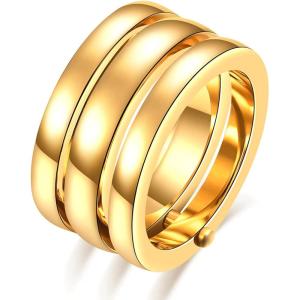 VQYSKO Triple Interlocked Rolling Ring for Women-Stainless Steel Stacking Rose gold Minimalist Promise Ring for Love/Engagement/Wedding, Size 4-12(01 Gold)
