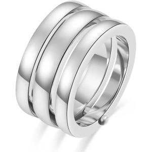VQYSKO Triple Interlocked Rolling Ring for Women-Stainless Steel Stacking Rose gold Minimalist Promise Ring for Love/Engagement/Wedding, Size 4-12(01 Silver)