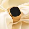 VQYSKO Signet Rings for Men Women,Solid Polished Stainless Steel Biker Ring for Men,Ideal Gift for Dad & Boyfriend,Silver Gold Black Color for Choice, size 4-15(Square Gold+Black)