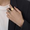 VQYSKO Signet Rings for Men Women,Solid Polished Stainless Steel Biker Ring for Men,Ideal Gift for Dad & Boyfriend,Silver Gold Black Color for Choice, size 4-15(Square Gold)