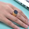 VQYSKO Signet Rings for Men Women,Solid Polished Stainless Steel Biker Ring for Men,Ideal Gift for Dad & Boyfriend,Silver Gold Black Color for Choice, size 4-15(Square Gold+Black)