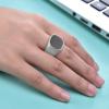 VQYSKO Signet Rings for Men Women,Solid Polished Stainless Steel Biker Ring for Men,Ideal Gift for Dad & Boyfriend,Silver Gold Black Color for Choice, size 4-15(Square Silver+Black)