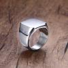 VQYSKO Signet Rings for Men Women,Solid Polished Stainless Steel Biker Ring for Men,Ideal Gift for Dad & Boyfriend,Silver Gold Black Color for Choice, size 4-15(Square Silver)