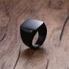 VQYSKO Signet Rings for Men Women,Solid Polished Stainless Steel Biker Ring for Men,Ideal Gift for Dad & Boyfriend,Silver Gold Black Color for Choice, size 4-15(Square Black)