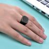 VQYSKO Signet Rings for Men Women,Solid Polished Stainless Steel Biker Ring for Men,Ideal Gift for Dad & Boyfriend,Silver Gold Black Color for Choice, size 4-15(Square Grey+Black)