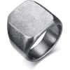 VQYSKO Signet Rings for Men Women,Solid Polished Stainless Steel Biker Ring for Men,Ideal Gift for Dad & Boyfriend,Silver Gold Black Color for Choice, size 4-15(Square Grey)