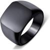 VQYSKO Signet Rings for Men Women,Solid Polished Stainless Steel Biker Ring for Men,Ideal Gift for Dad & Boyfriend,Silver Gold Black Color for Choice, size 4-15(Square Black)