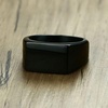 VQYSKO Solid Polished Signet Stainless Steel Rings for Men Women 4-15(Black)