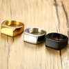 VQYSKO Solid Polished Signet Stainless Steel Rings for Men Women 4-15(Black)