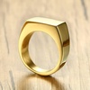 VQYSKO Solid Polished Signet Stainless Steel Rings for Men Women 4-15(Gold)