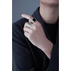 VQYSKO Solid Polished Signet Stainless Steel Rings for Men Women 4-15(Gold+Black)