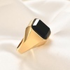 VQYSKO Solid Polished Signet Stainless Steel Rings for Men Women 4-15(Gold+Black)