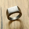 VQYSKO Solid Polished Signet Stainless Steel Rings for Men Women 4-15(Grey)