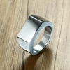 VQYSKO Solid Polished Signet Stainless Steel Rings for Men Women 4-15(Silver)