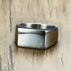 VQYSKO Solid Polished Signet Stainless Steel Rings for Men Women 4-15(Silver)