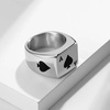 VQYSKO Solid Polished Signet Stainless Steel Rings for Men Women 4-15(Silver Spade Ace)