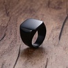 VQYSKO Solid Polished Signet Stainless Steel Rings for Men Women 4-15(Square Black)