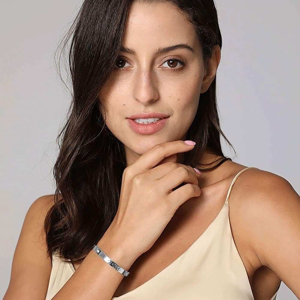 image:imageVQYSKO Love Friendship Bracelet Bangle Gold Rose Gold Silver with Cubic Zirconia Stones Stainless Steel Hinged Jewelry with Crystal Oval Bracelet Birthday Present for Her Women Teen Girls67 InchHeartSilver