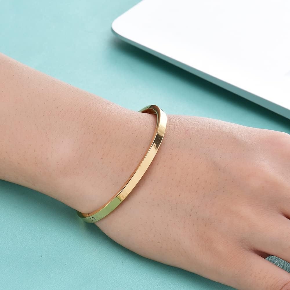 image:imageVQYSKO Love Friendship Bracelet Bangle Gold Rose Gold Silver with Cubic Zirconia Stones Stainless Steel Hinged Jewelry with Crystal Oval Bracelet Birthday Present for Her Women Teen Girls2PC67 InchSilverGold