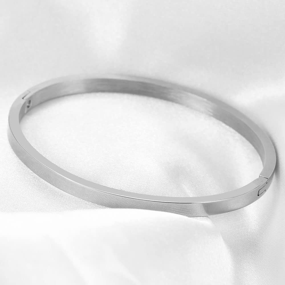 image:imageVQYSKO Love Friendship Bracelet Bangle Gold Rose Gold Silver with Cubic Zirconia Stones Stainless Steel Hinged Jewelry with Crystal Oval Bracelet Birthday Present for Her Women Teen Girls2PC67 InchSilverGold