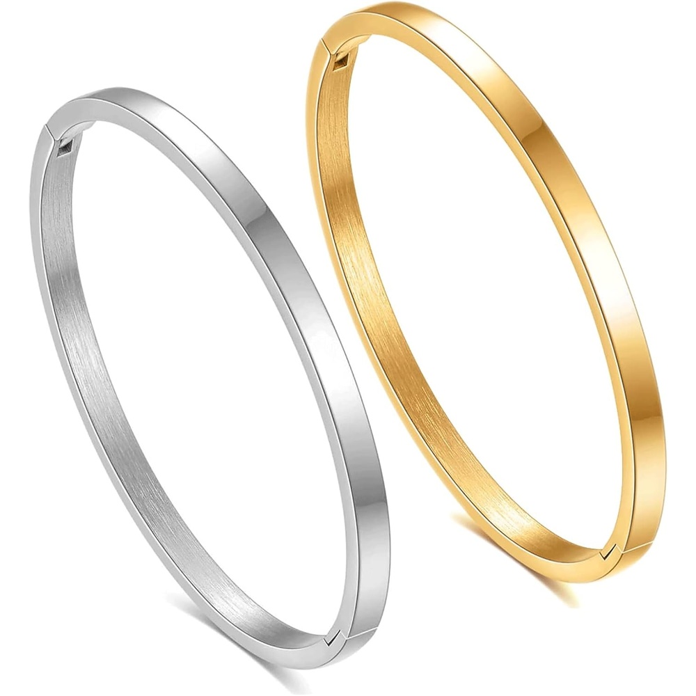 image:imageVQYSKO Love Friendship Bracelet Bangle Gold Rose Gold Silver with Cubic Zirconia Stones Stainless Steel Hinged Jewelry with Crystal Oval Bracelet Birthday Present for Her Women Teen Girls2PC67 InchSilverGold