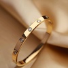 VQYSKO Love Friendship Bracelet Bangle Gold Rose Gold Silver with Cubic Zirconia Stones Stainless Steel Hinged Jewelry with Crystal Oval Bracelet Birthday Present for Her Women Teen Girls(Yellow Gold)