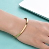 VQYSKO Love Friendship Bracelet Bangle Gold Rose Gold Silver with Cubic Zirconia Stones Stainless Steel Hinged Jewelry with Crystal Oval Bracelet Birthday Present for Her Women Teen Girls(2PC-6.3 Inch-Silver+Gold)
