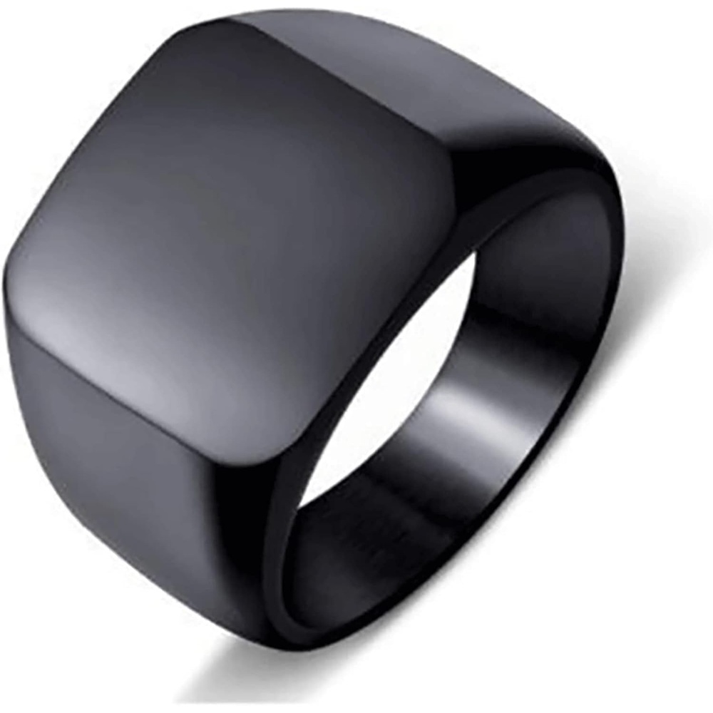 image:imageVQYSKO Plated Square Signet Ring Stainless Steel Band for MenSquare Black