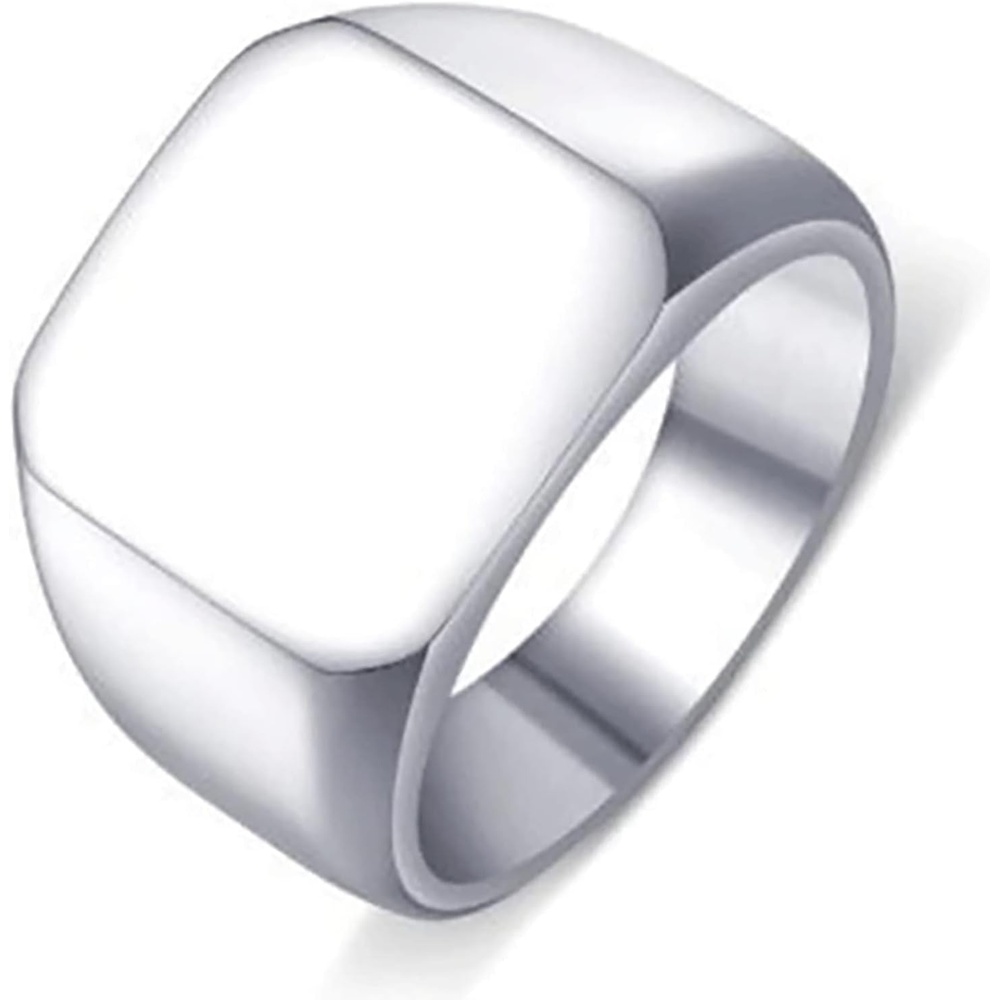 image:imageVQYSKO Plated Square Signet Ring Stainless Steel Band for MenSquare Silve