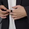 VQYSKO Plated Square Signet Ring | Stainless Steel Band for Men(Rectangle Gold+Black)