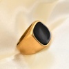 VQYSKO Plated Square Signet Ring | Stainless Steel Band for Men(Square Black+Gold)