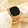 VQYSKO Plated Square Signet Ring | Stainless Steel Band for Men(Square Black+Gold)